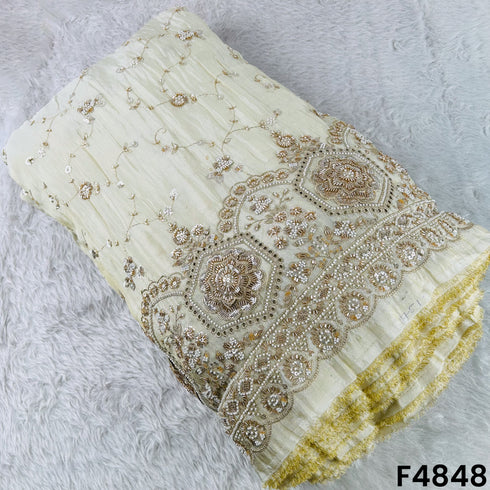 Dyeable Cutdana Zari Sequins Embroidered Shimmer Tissue-F4848